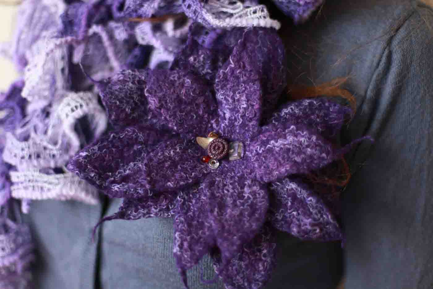 брошь цветок "Фиолетовое марево"